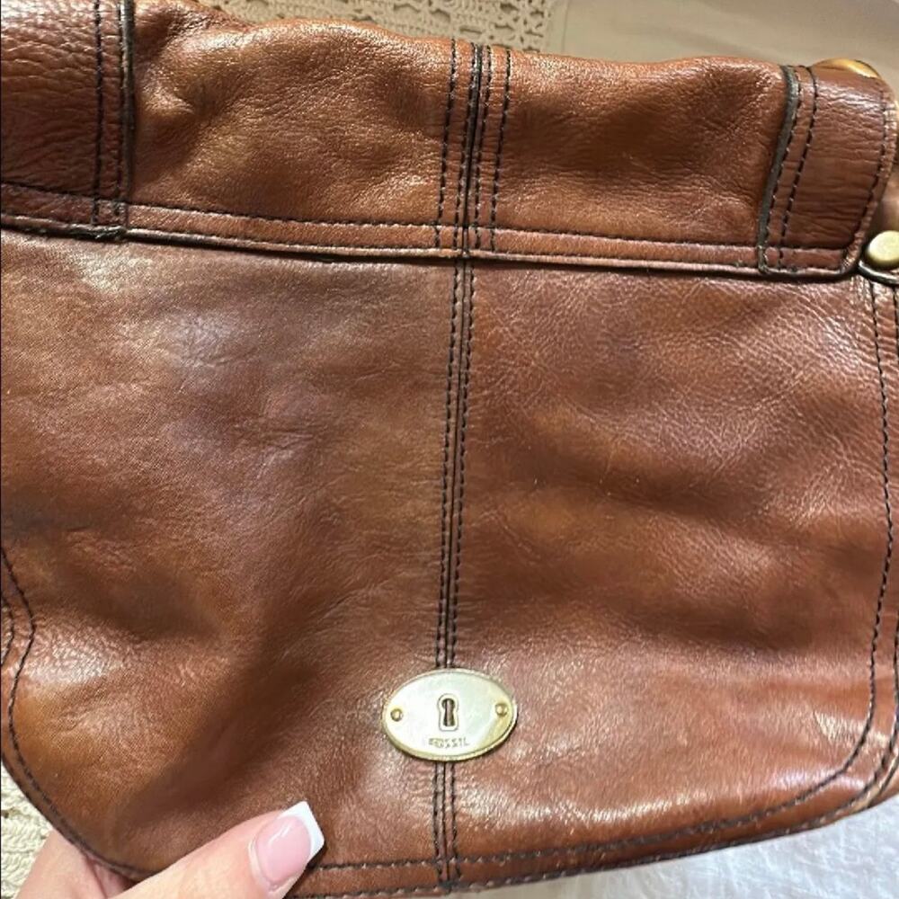 Fossil Messenger Bag Brown Crossbody - Picture 4 of 5